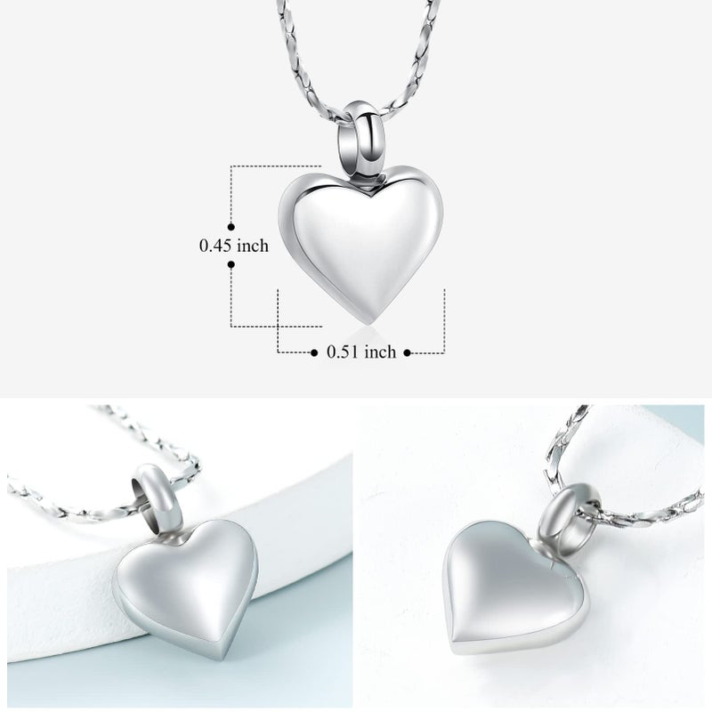 Imrsanl Small Heart Urn Necklace for Ashes Cremation Jewelry for Women Stainless Steel Pendant Memorial Ash Holder Loved Ones Keepsake (Silver) - Image 3